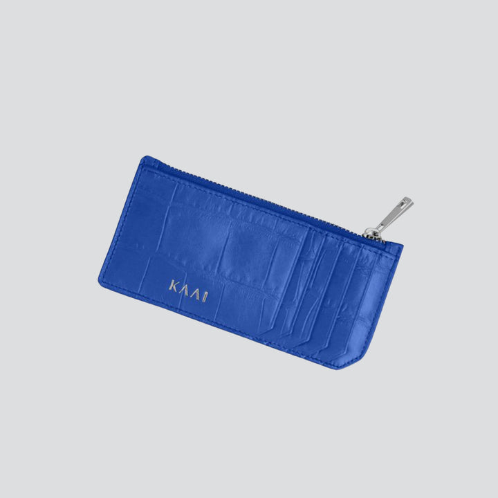 Cardholder - soft croco electric blue