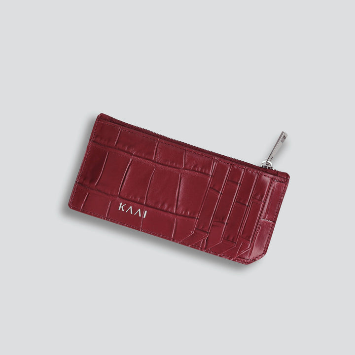 Cardholder - soft croco dahlia red