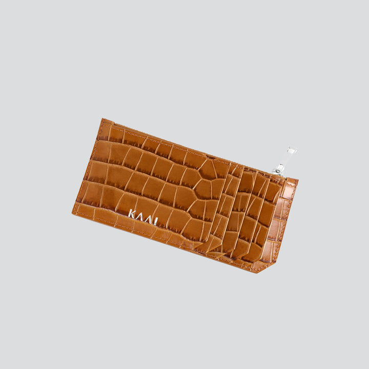 Cardholder - croco toffee brown