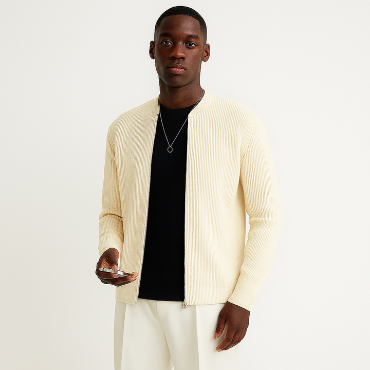 Heren casual gebreide cardigan met rits