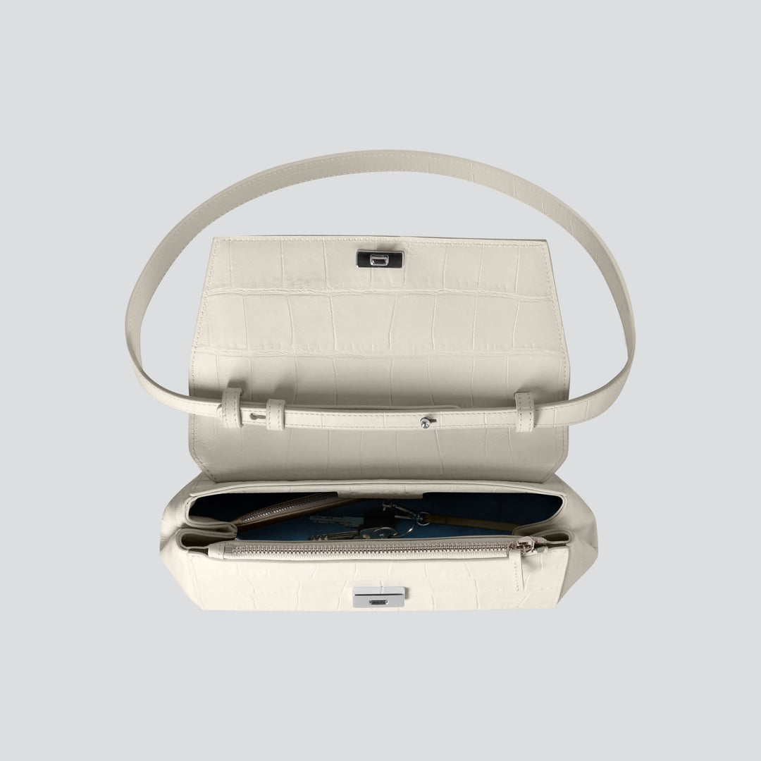 Ikon Clutch - soft croco chalk white