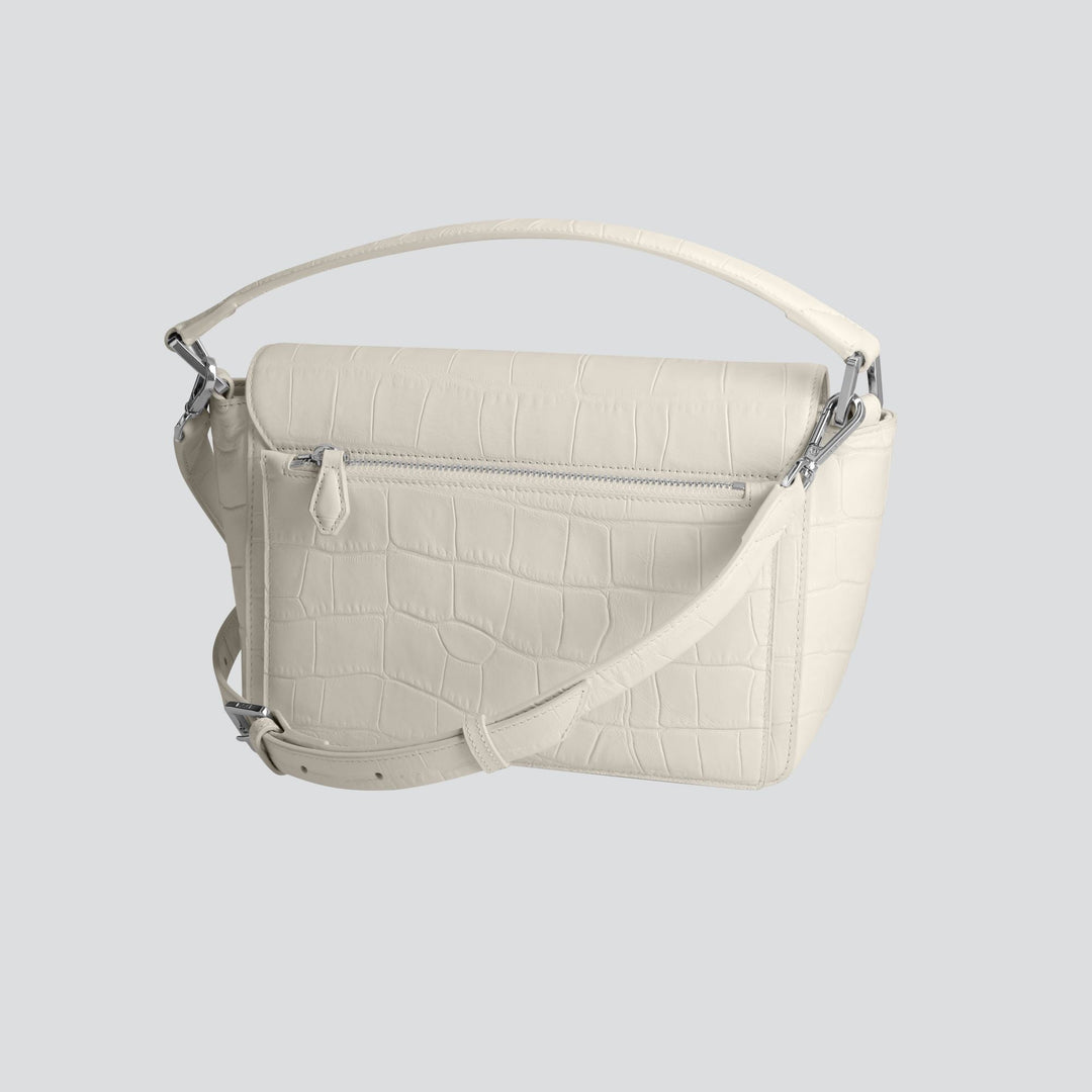 Ikon Shoulder Bag - soft croco chalk white