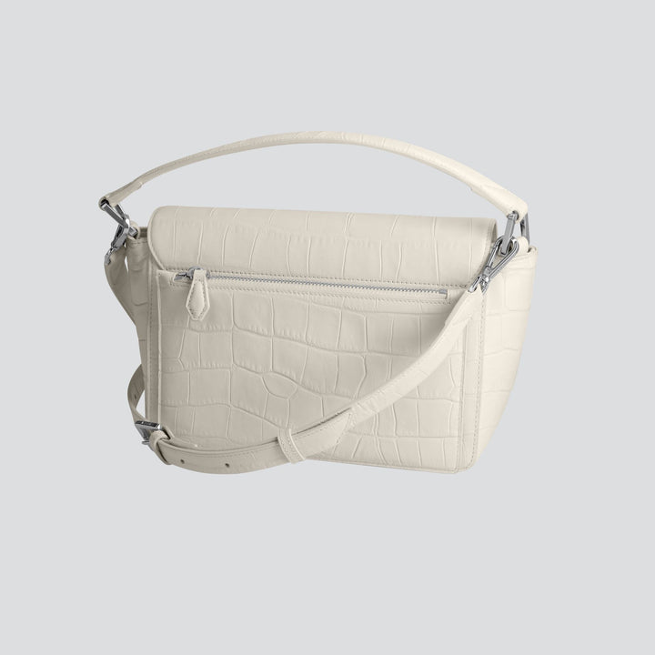 Ikon Shoulder Bag - soft croco chalk white
