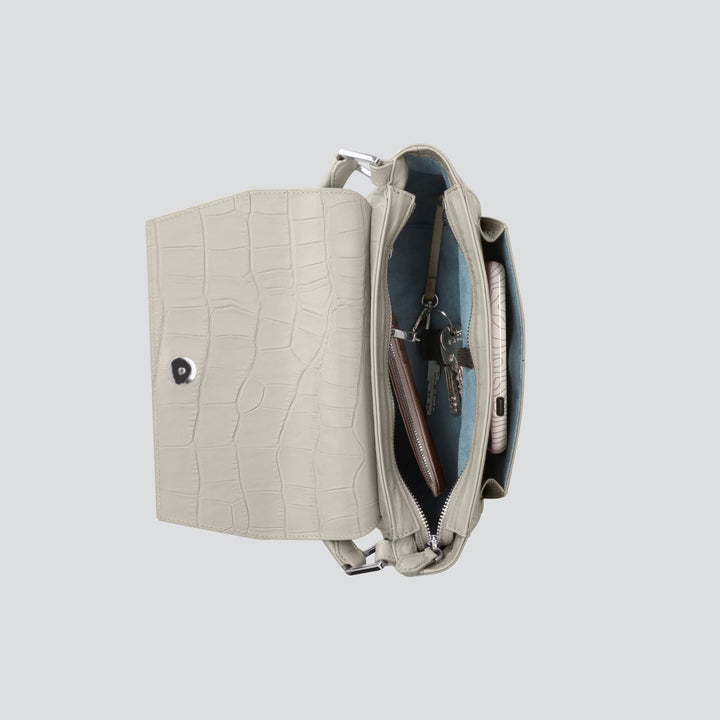 Ikon Shoulder Bag - soft croco chalk white