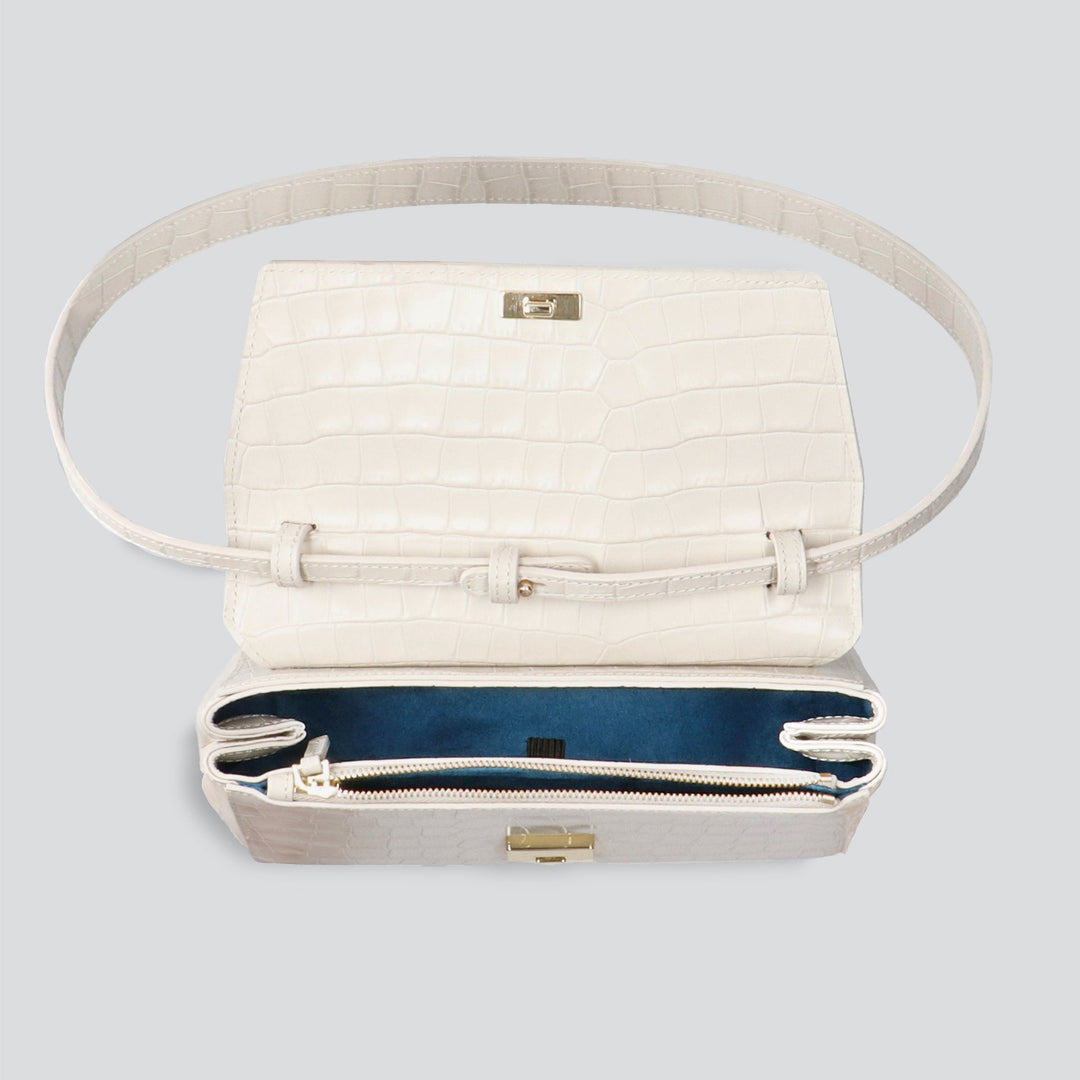 Ikon Clutch - croco stone white