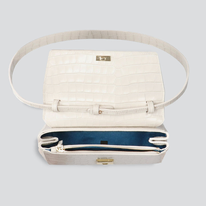 Ikon Clutch - croco stone white