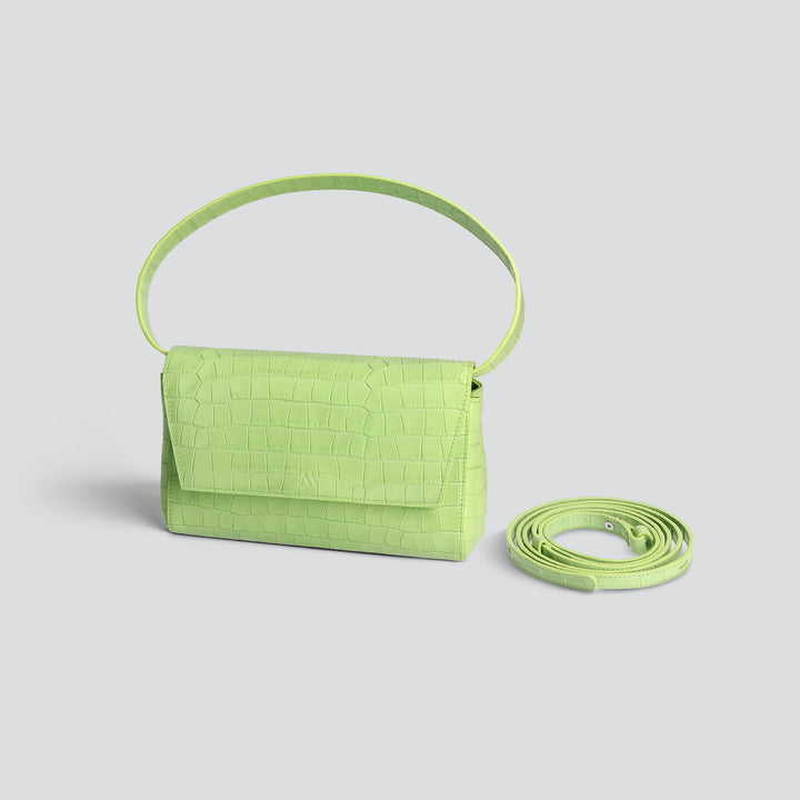 Ikon Clutch - croco lime green