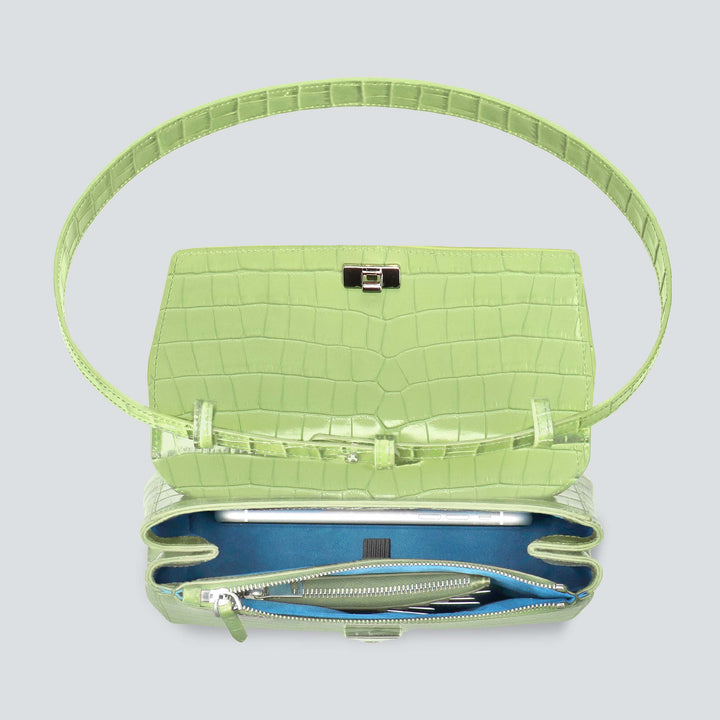 Ikon Clutch - croco lime green