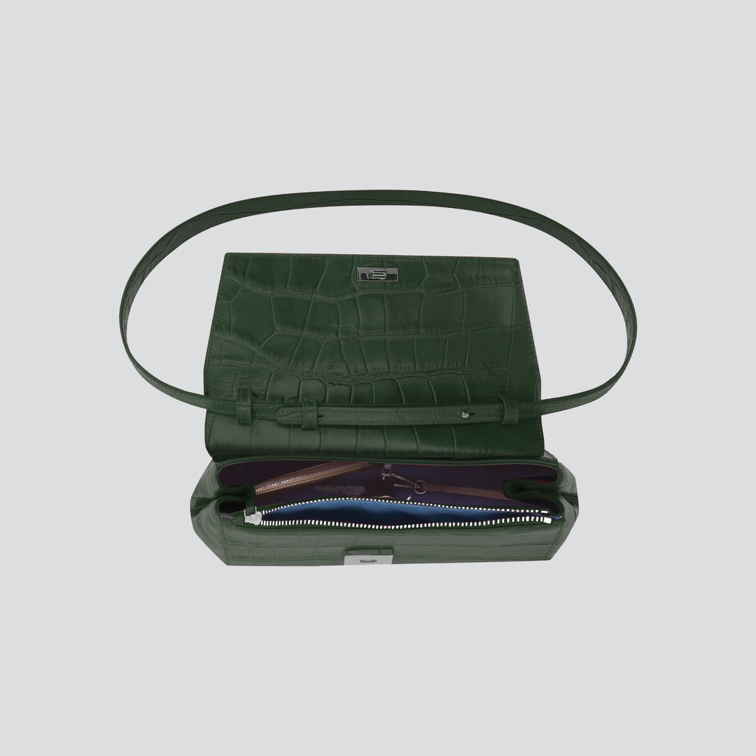 Ikon Clutch - soft croco british green
