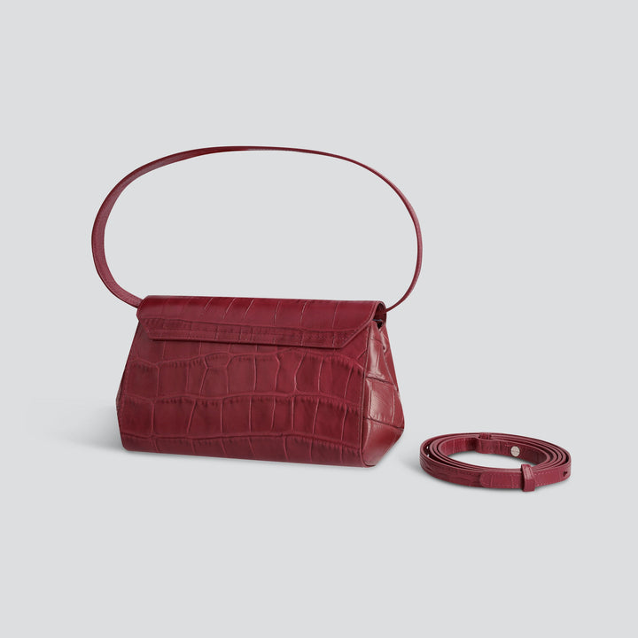 Ikon Clutch - soft croco dahlia red