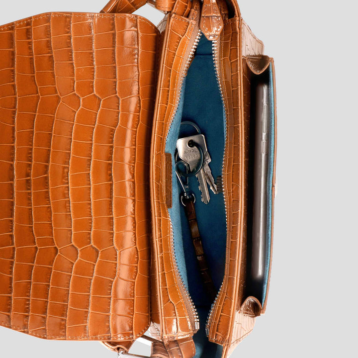 Ikon Shoulder Bag - croco cinnamon