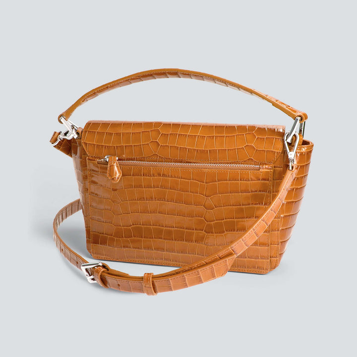 Ikon Shoulder Bag - croco toffee brown