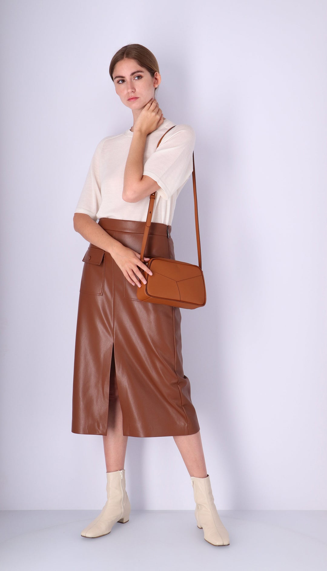 Mini Bowler - cognac - double strap
