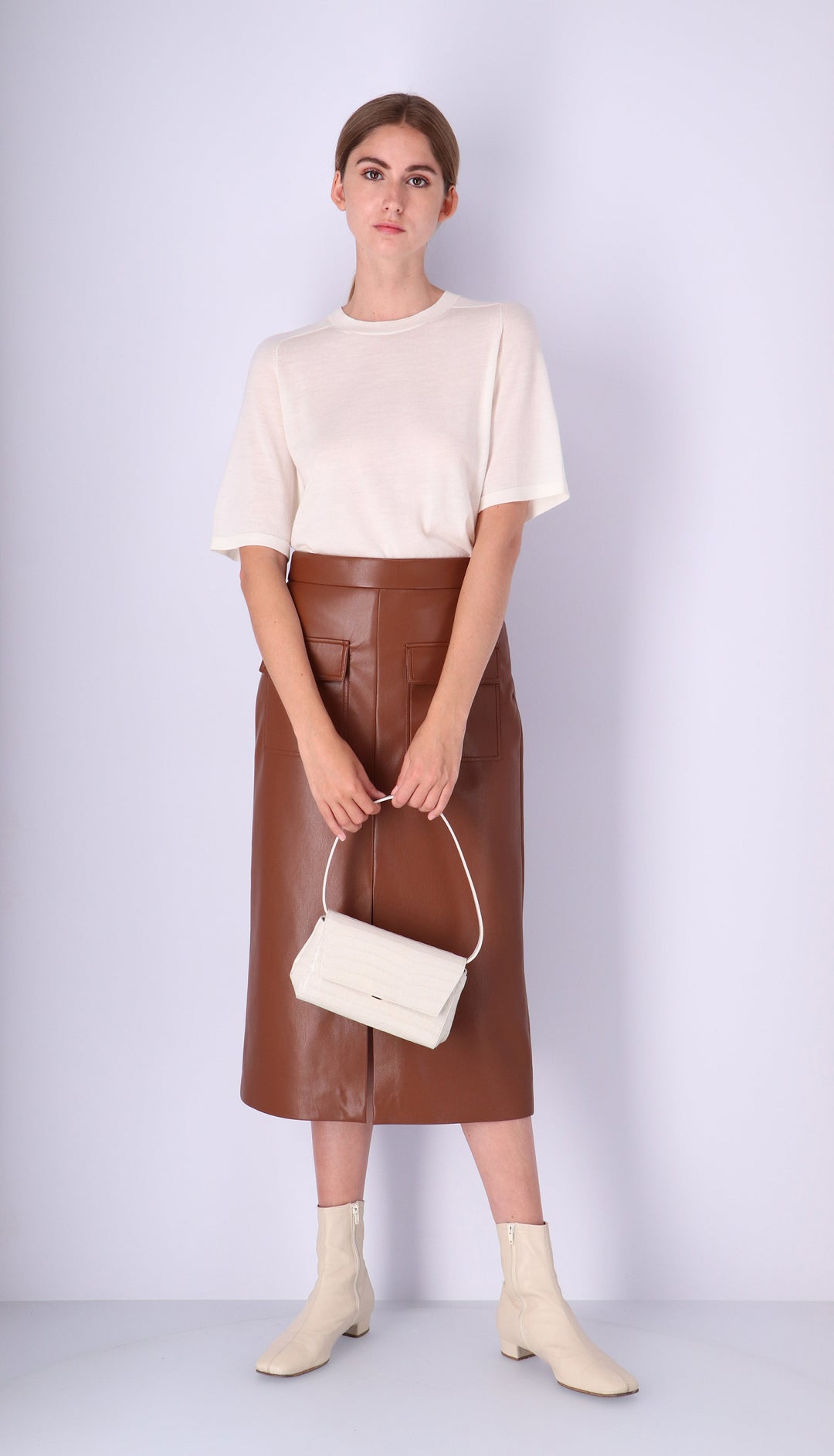 Ikon Clutch - croco stone white