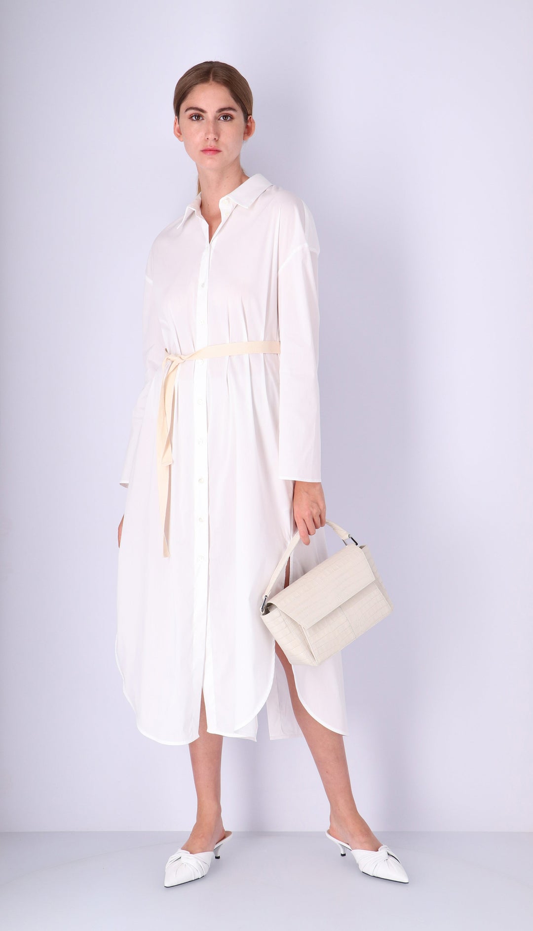 Ikon Shoulder Bag - croco stone white