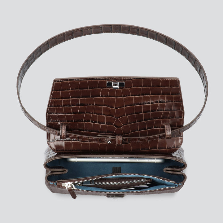 Ikon Clutch - croco dark chocolate