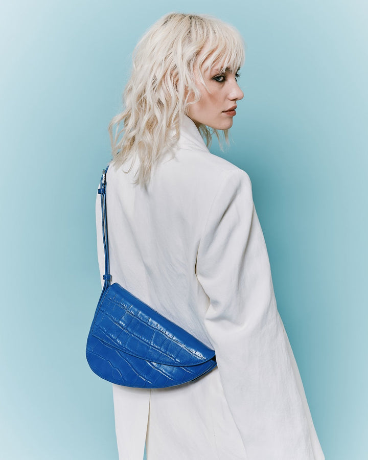 Rebel Cross Body  - soft croco electric blue