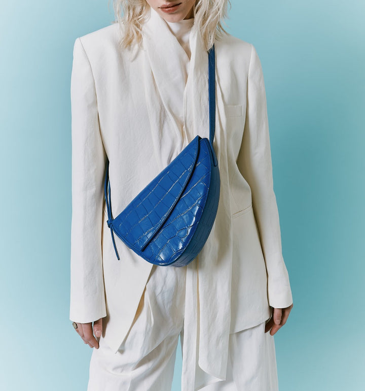 Rebel Cross Body  - soft croco electric blue