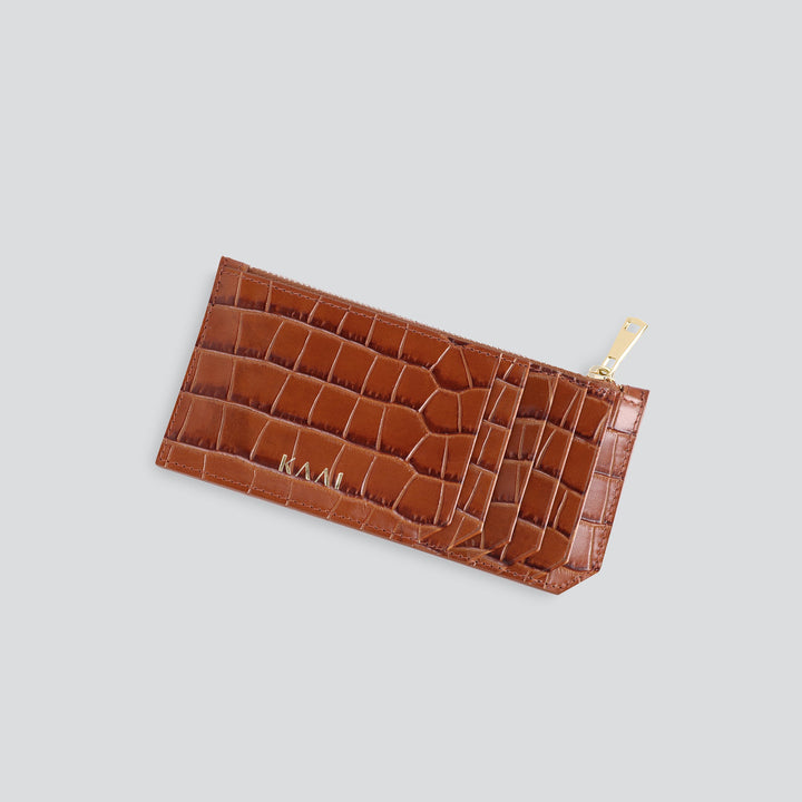 Cardholder - croco caramel