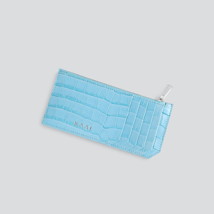 Cardholder - croco pale turquoise