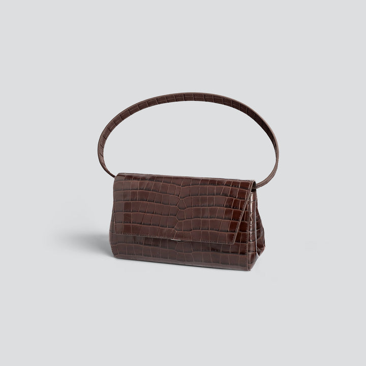 Ikon Clutch - croco dark chocolate