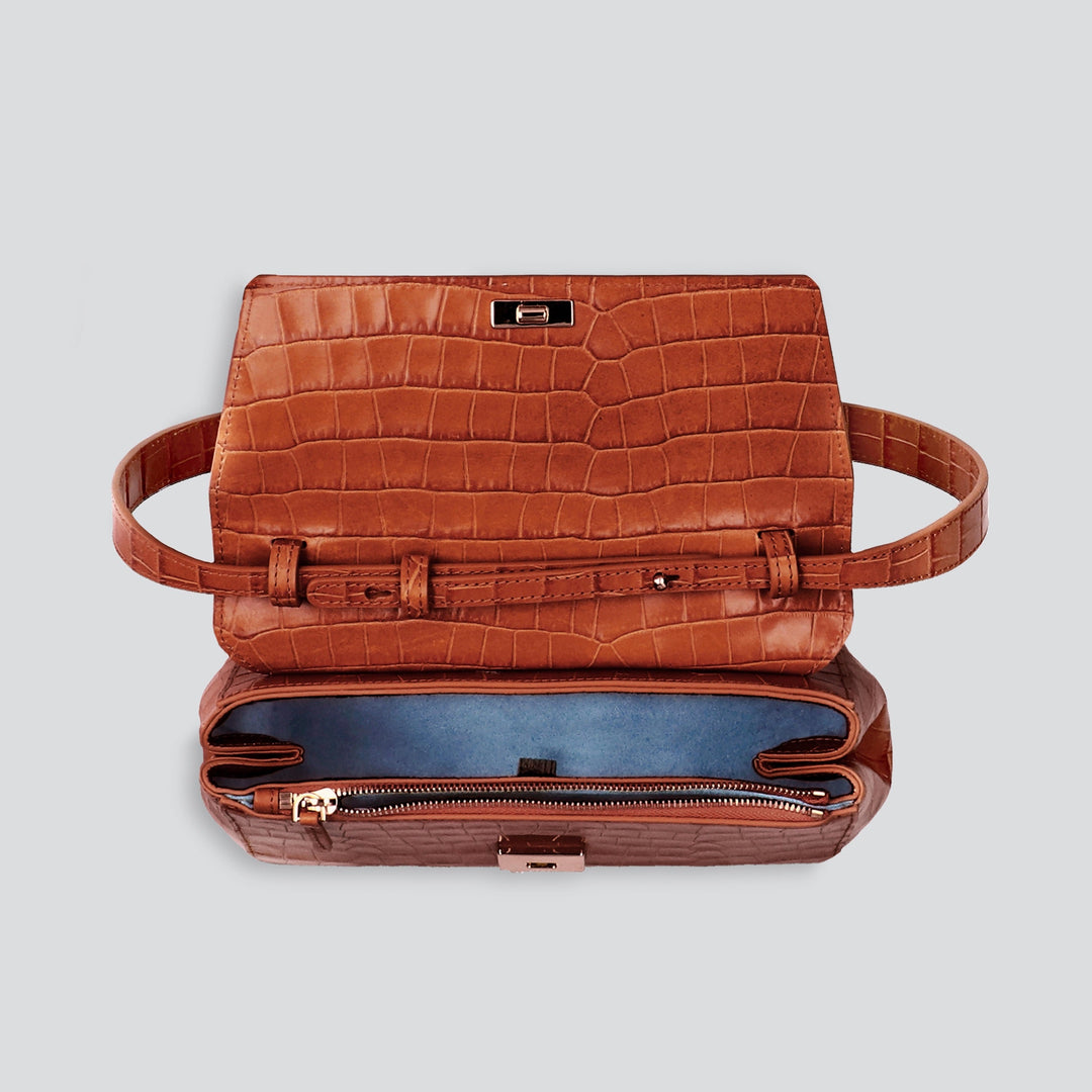Ikon Clutch - croco caramel