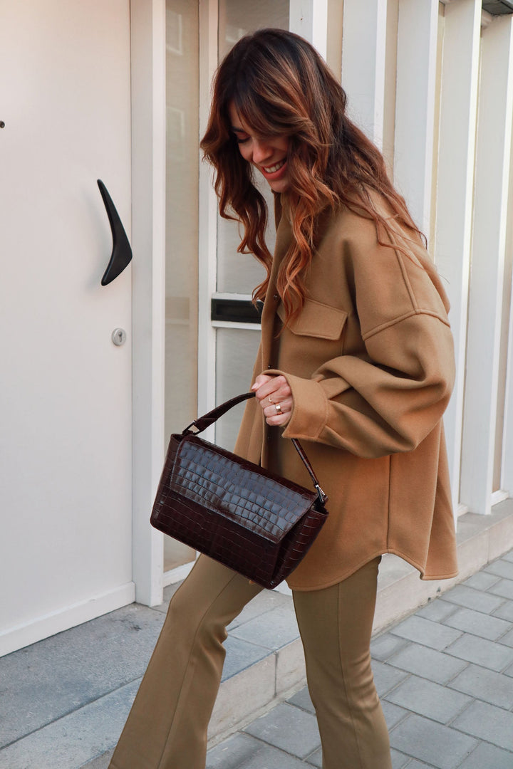 Ikon Shoulder Bag - croco dark chocolate