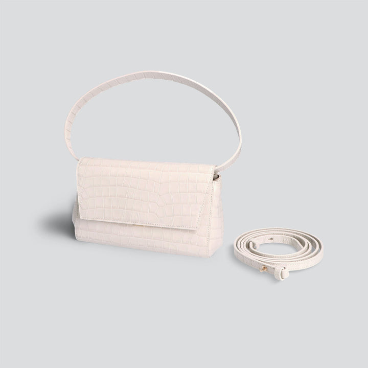 Ikon Clutch - croco stone white