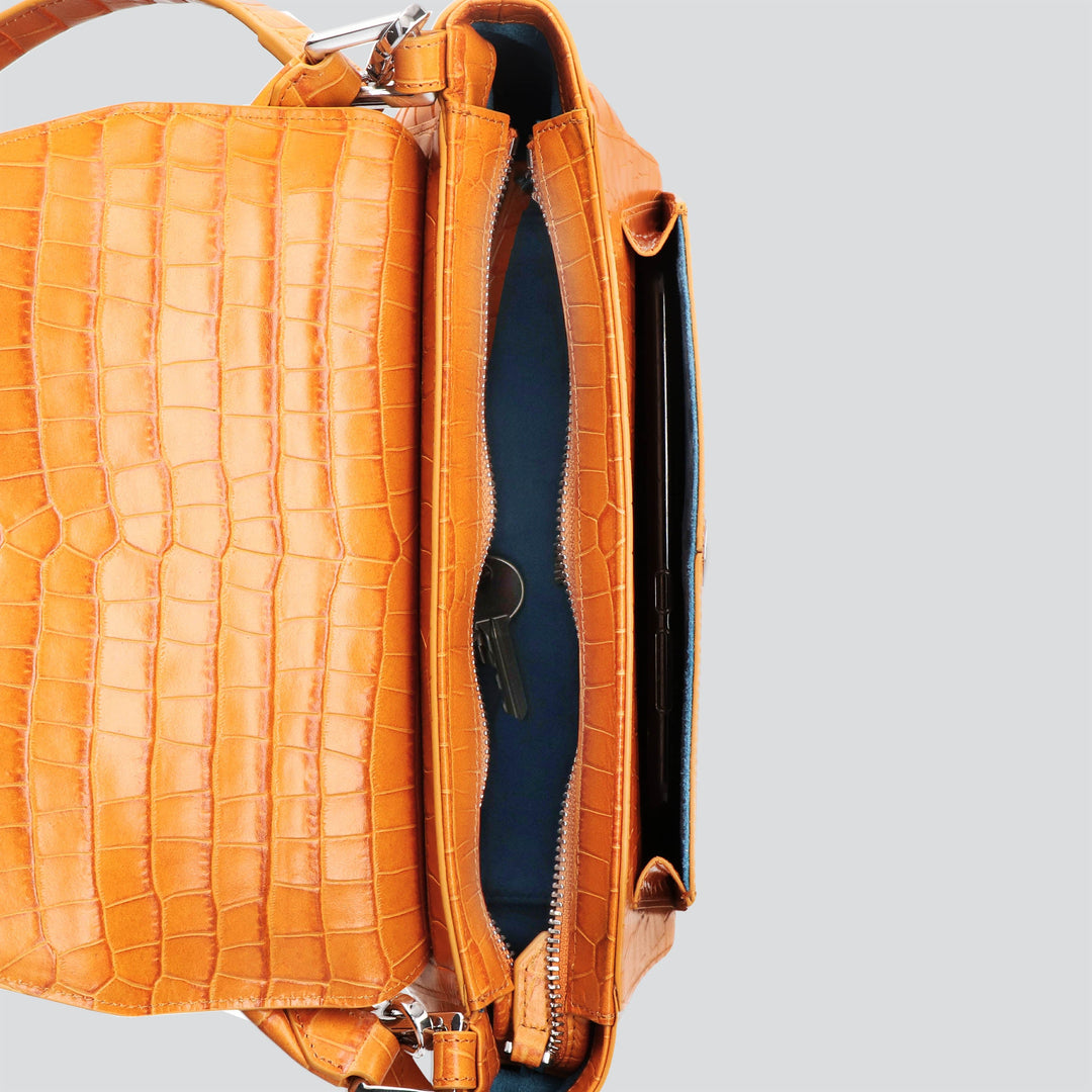 Ikon Shoulder Bag - croco apricot