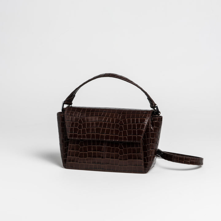 Ikon Shoulder Bag - croco dark chocolate