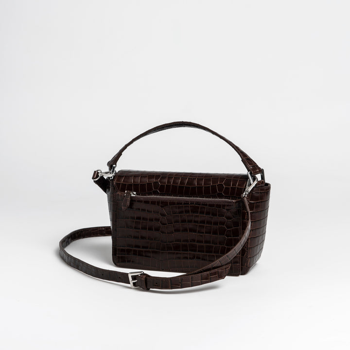 Ikon Shoulder Bag - croco dark chocolate