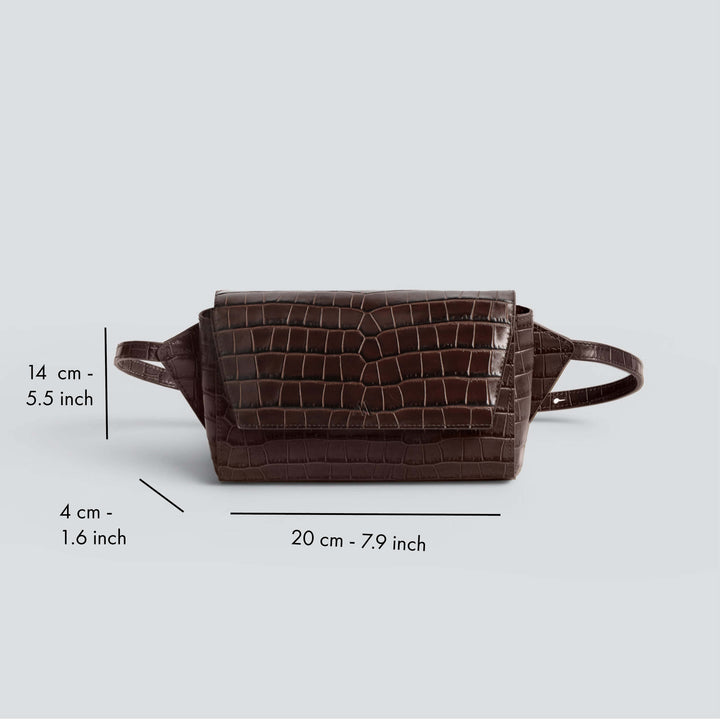 Ikon Belt Bag - croco dark chocolate