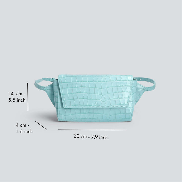 Ikon Belt Bag - croco pale turquoise