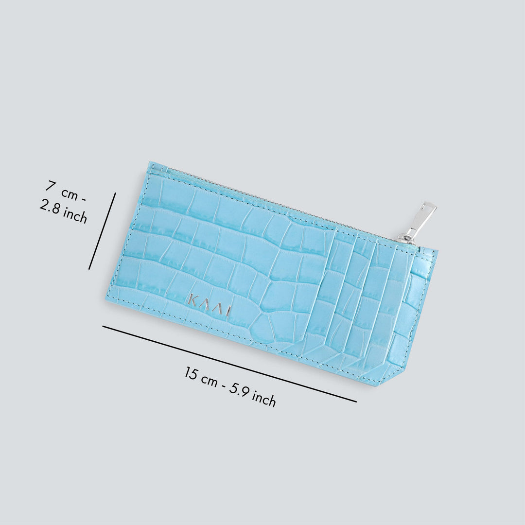 Cardholder - croco pale turquoise