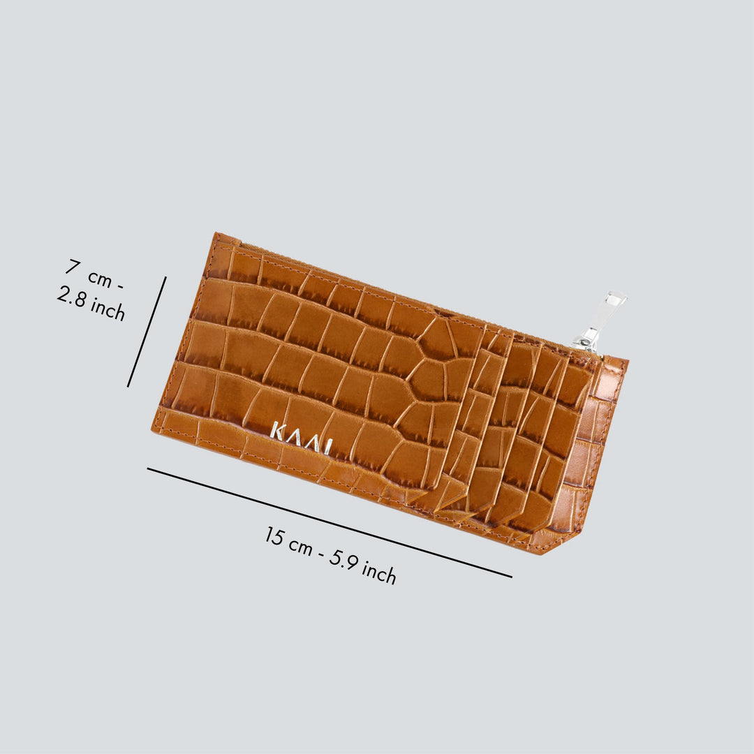 Cardholder - croco toffee brown