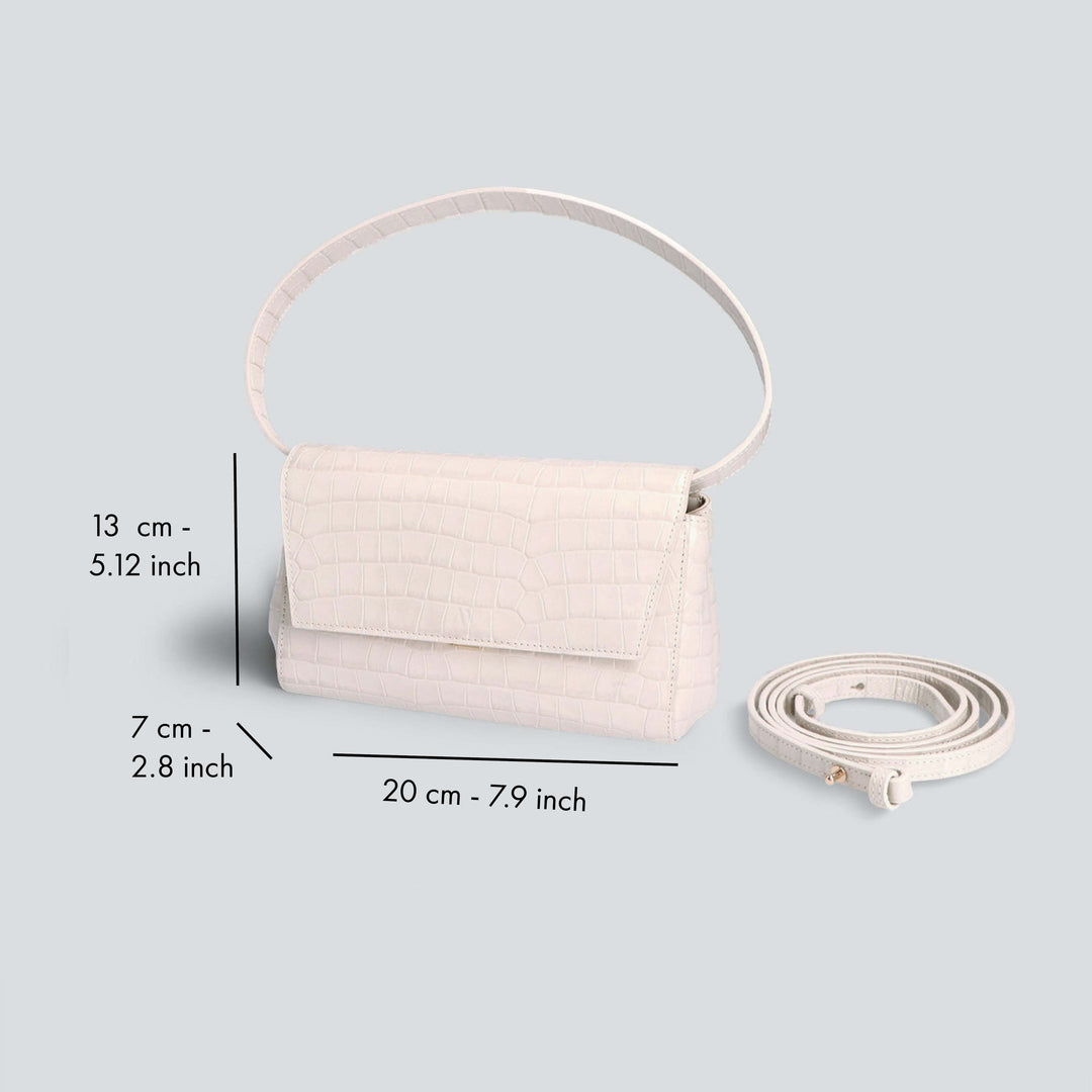 Ikon Clutch - croco stone white
