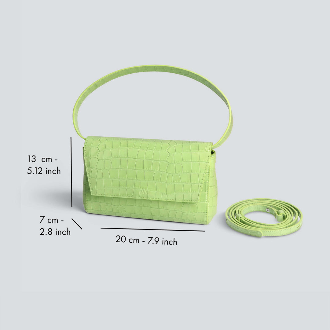 Ikon Clutch - croco lime green