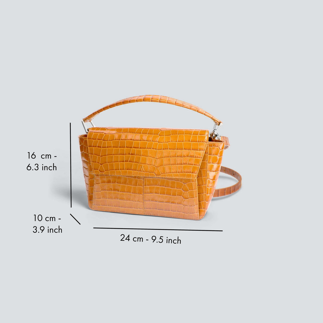 Ikon Shoulder Bag - croco apricot