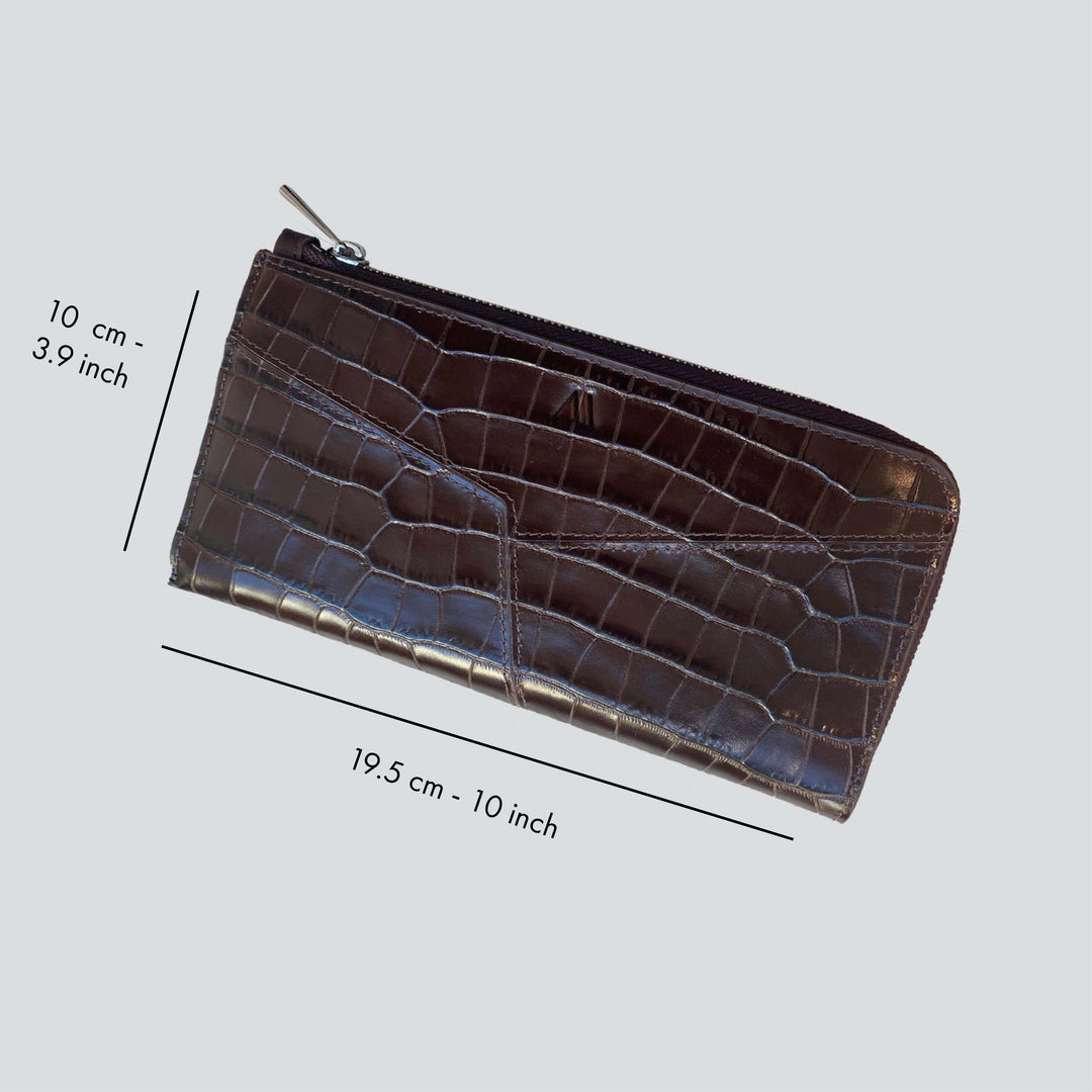 Large Wallet - croco chocolate