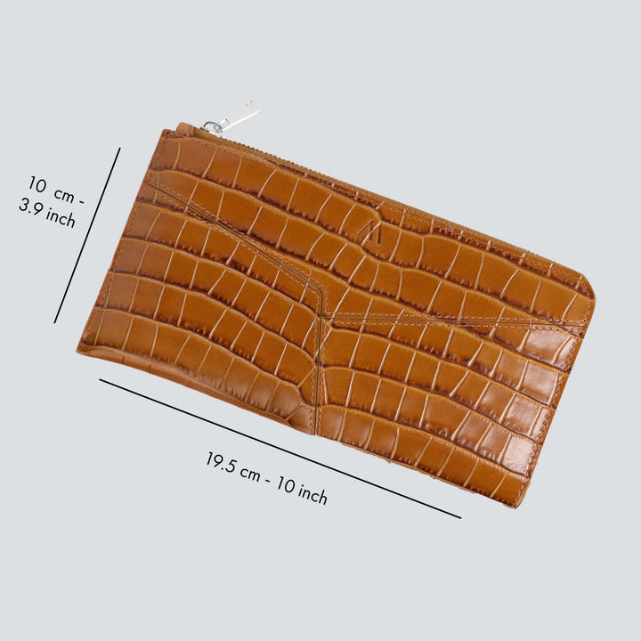 Large Wallet - croco toffee brown