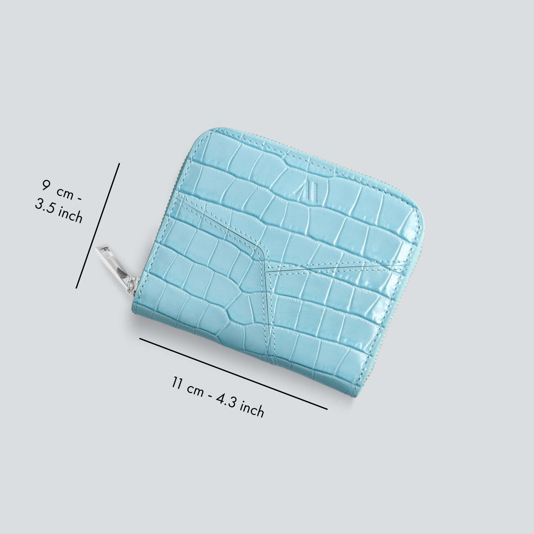 Small Wallet - croco pale turquoise