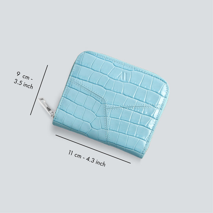 Small Wallet - croco pale turquoise