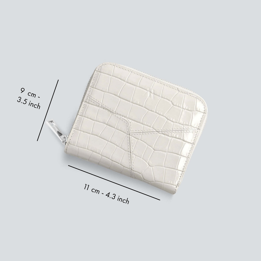 Small Wallet - croco stone white