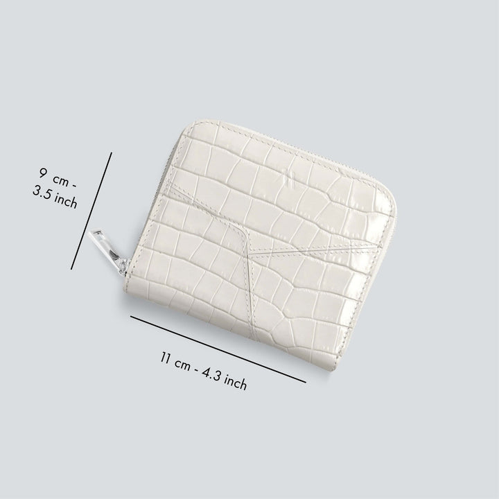 Small Wallet - croco stone white