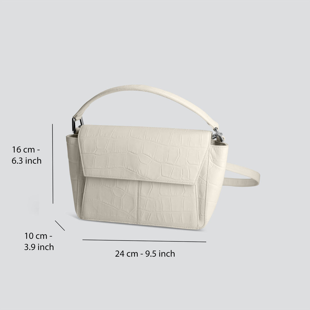 Ikon Shoulder Bag - soft croco chalk white