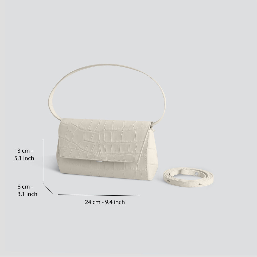 Ikon Clutch - soft croco chalk white