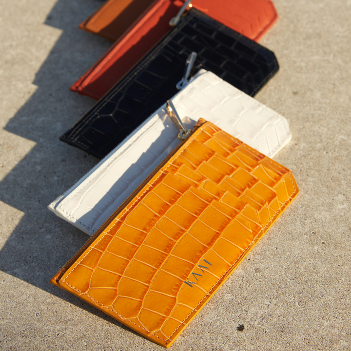 Cardholder - croco apricot
