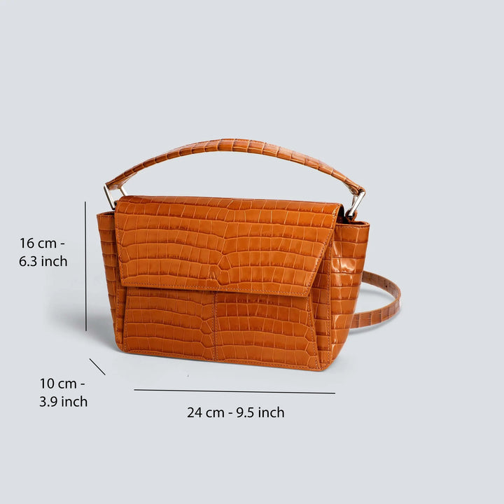 Ikon Shoulder Bag - croco cinnamon