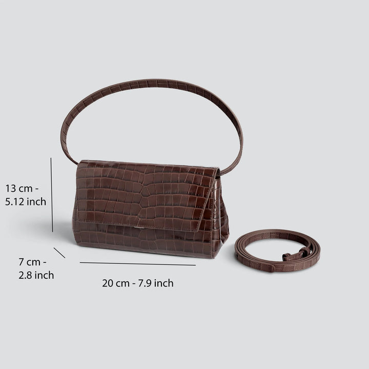 Ikon Clutch - croco dark chocolate