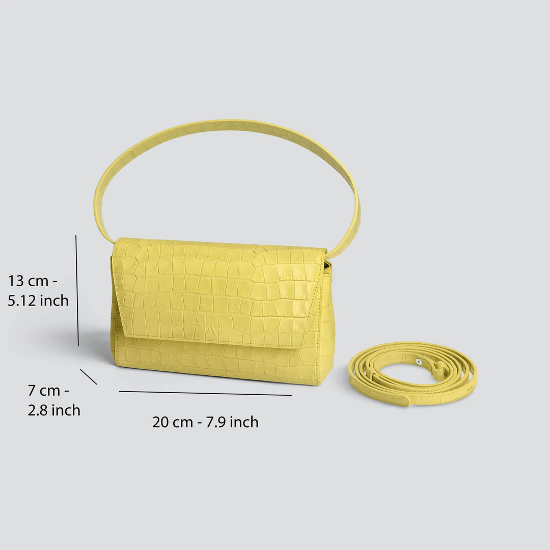 Ikon Clutch - croco lemon yellow